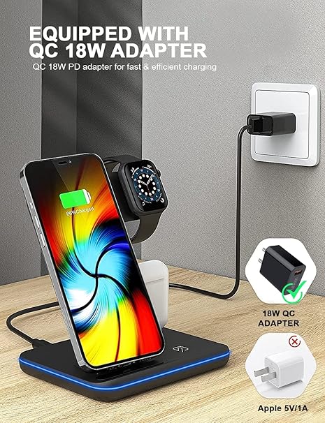 3-in-1 Wireless Charging Station – Fast Charger for Phone, Watch & Earbuds
