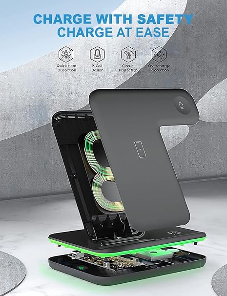 3-in-1 Wireless Charging Station – Fast Charger for Phone, Watch & Earbuds